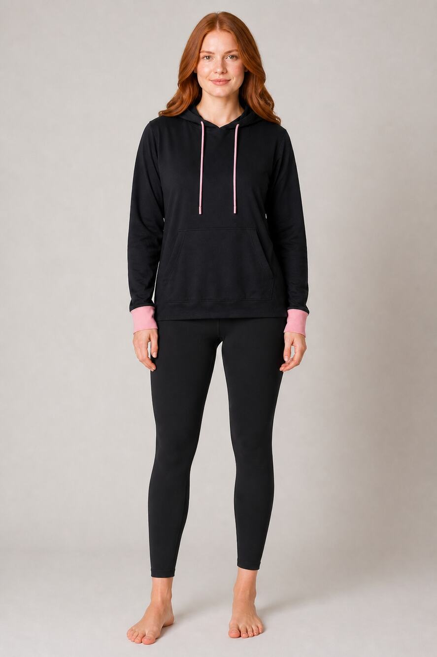 Jambys House Hoodie Black Flamingo Pink Unisex Small New Loungewear PJs Modal